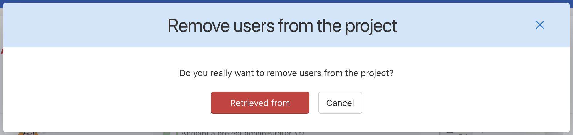 Confirm removing user via Remove.