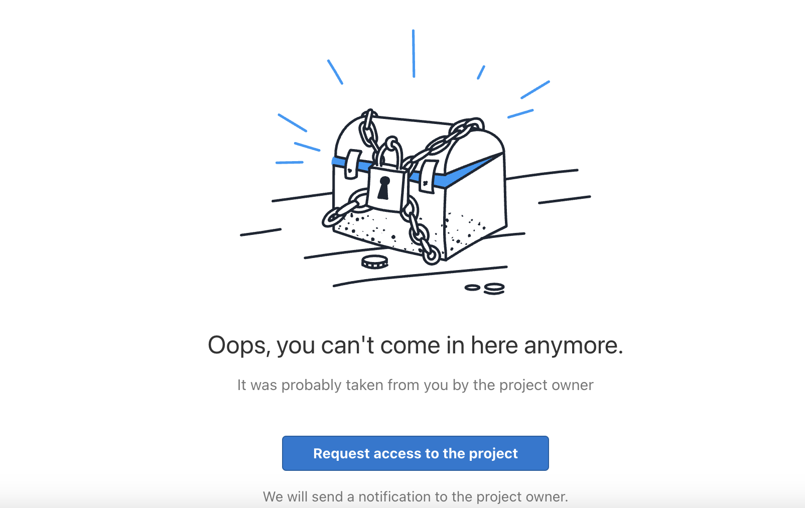 Alert that appears when you have no access to the project.