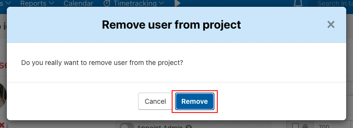 Confirm removing user via Remove.