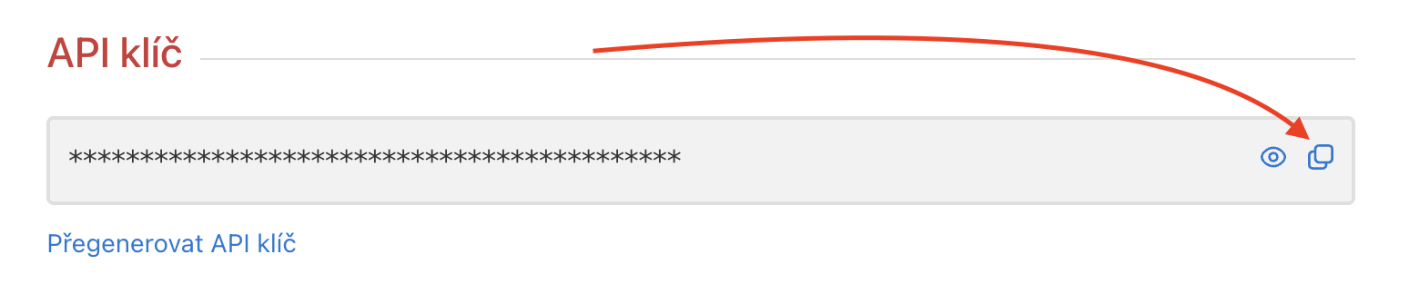 API klíč najdete v Nastavení.