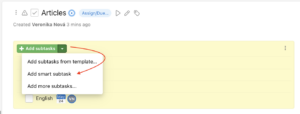 How to add smart subtask to a task