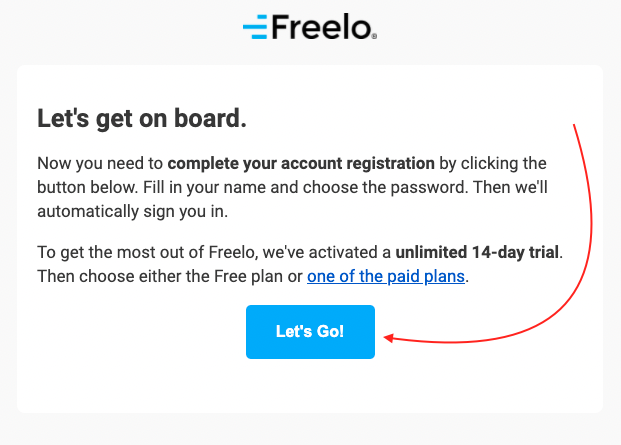 Confirm the registration to Freelo in your e-mail.