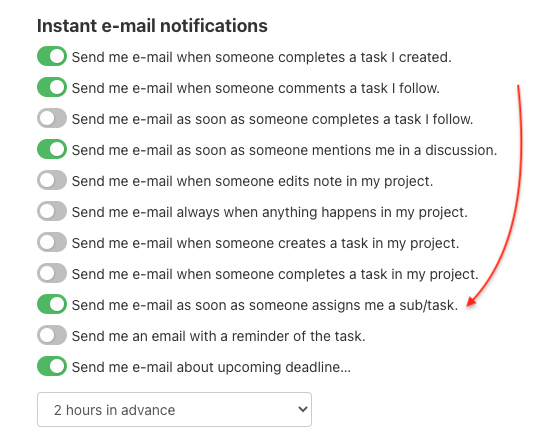 Go to a section Instant e-mail notifications and turn on the alert.