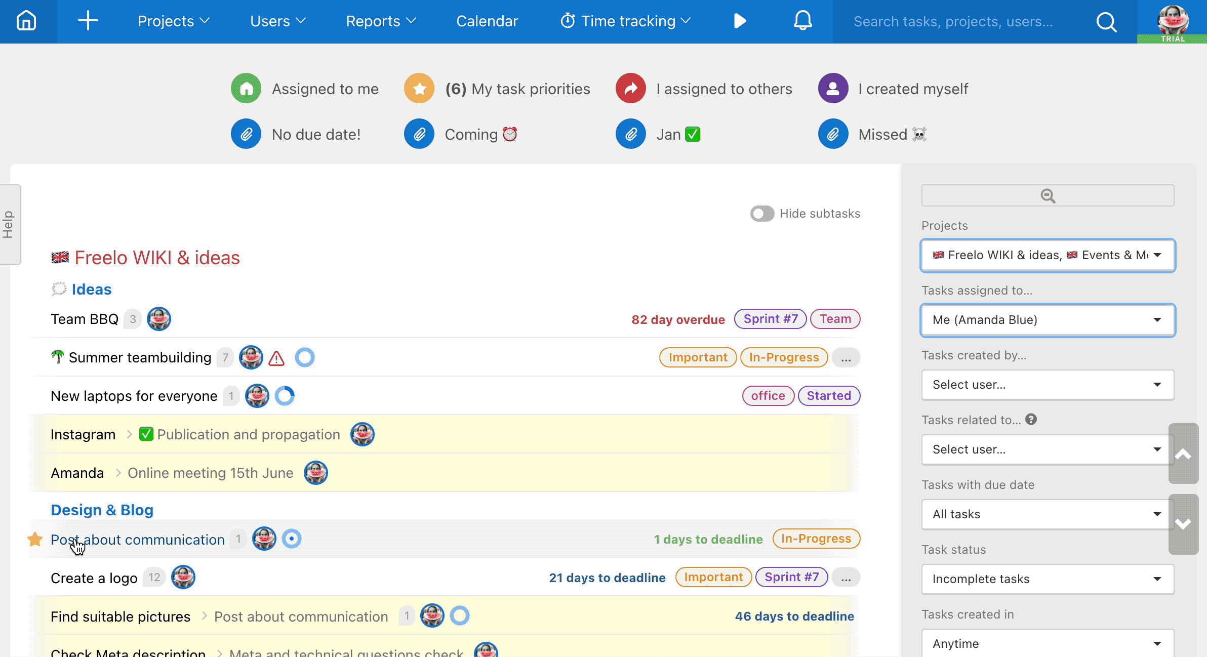 Animation how the modal window works. Check task and subtask detail from Dashboard.