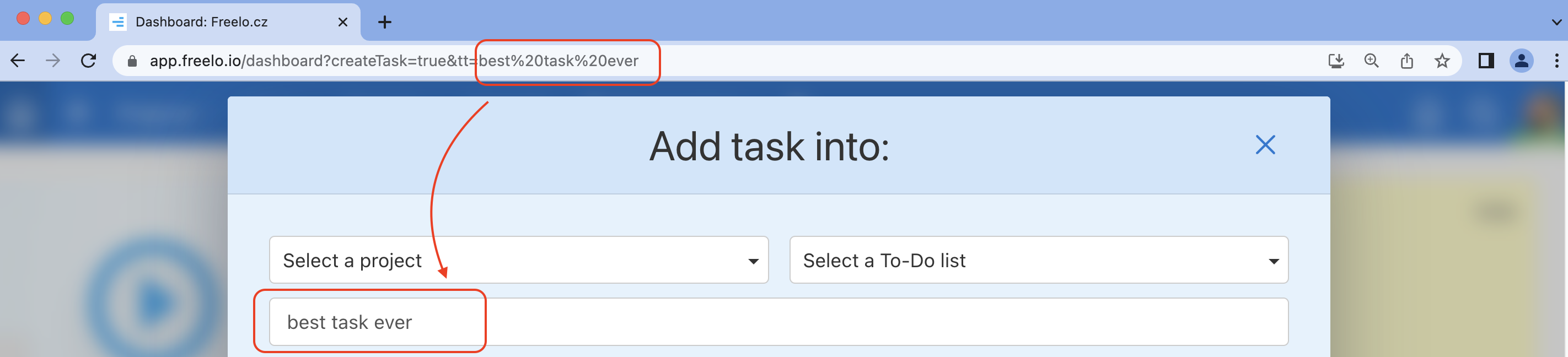 Example of preset task name. 