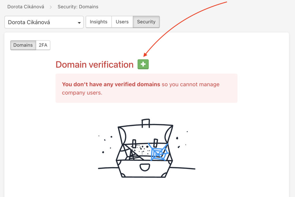 Add a new domain via green plus button.