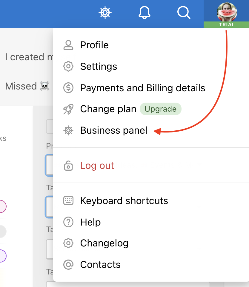 How to try Business panel features.
