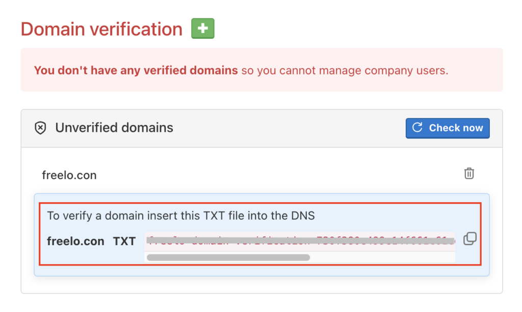The domain admin adds TXT to DNS.