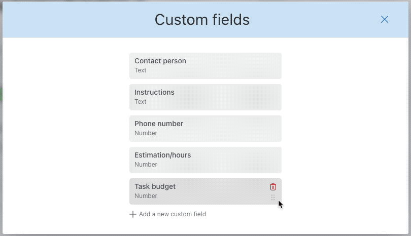 This is how you arrange your custom fields.