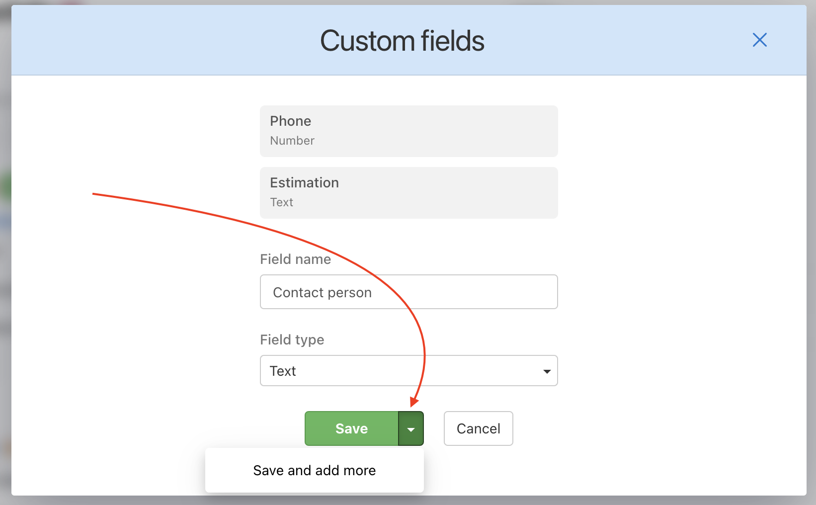 This is how you add more custom fields.