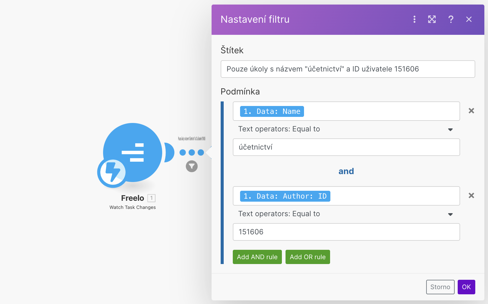 Filter settings between modules.