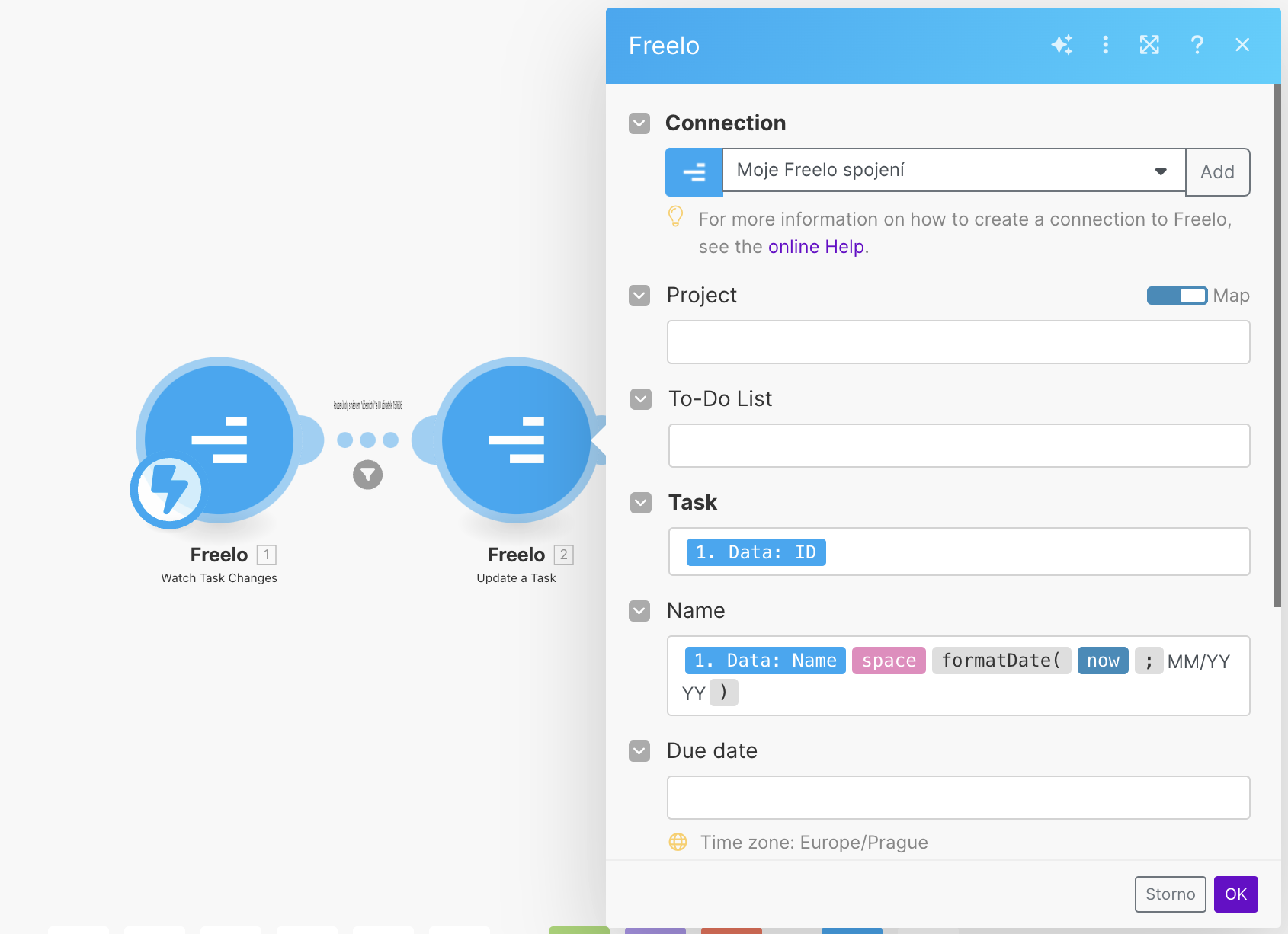 Settings of the <em>Update and Task</em> module.