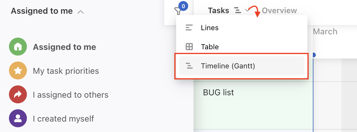 How to view tasks from multiple projects directly on the Timeline (on Dashboard).