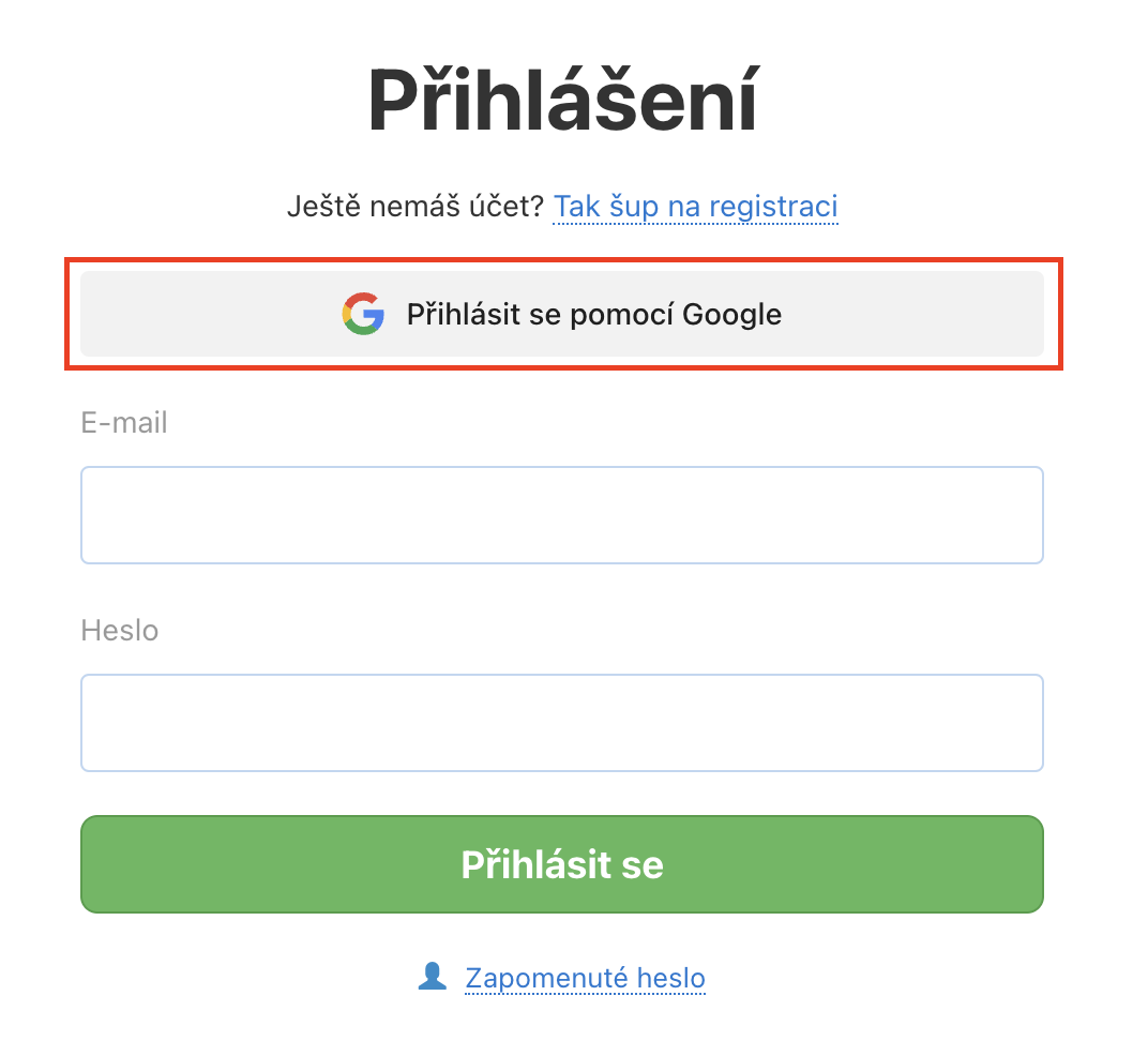 Propojte si Freelo účet s Google přes tlačítko.