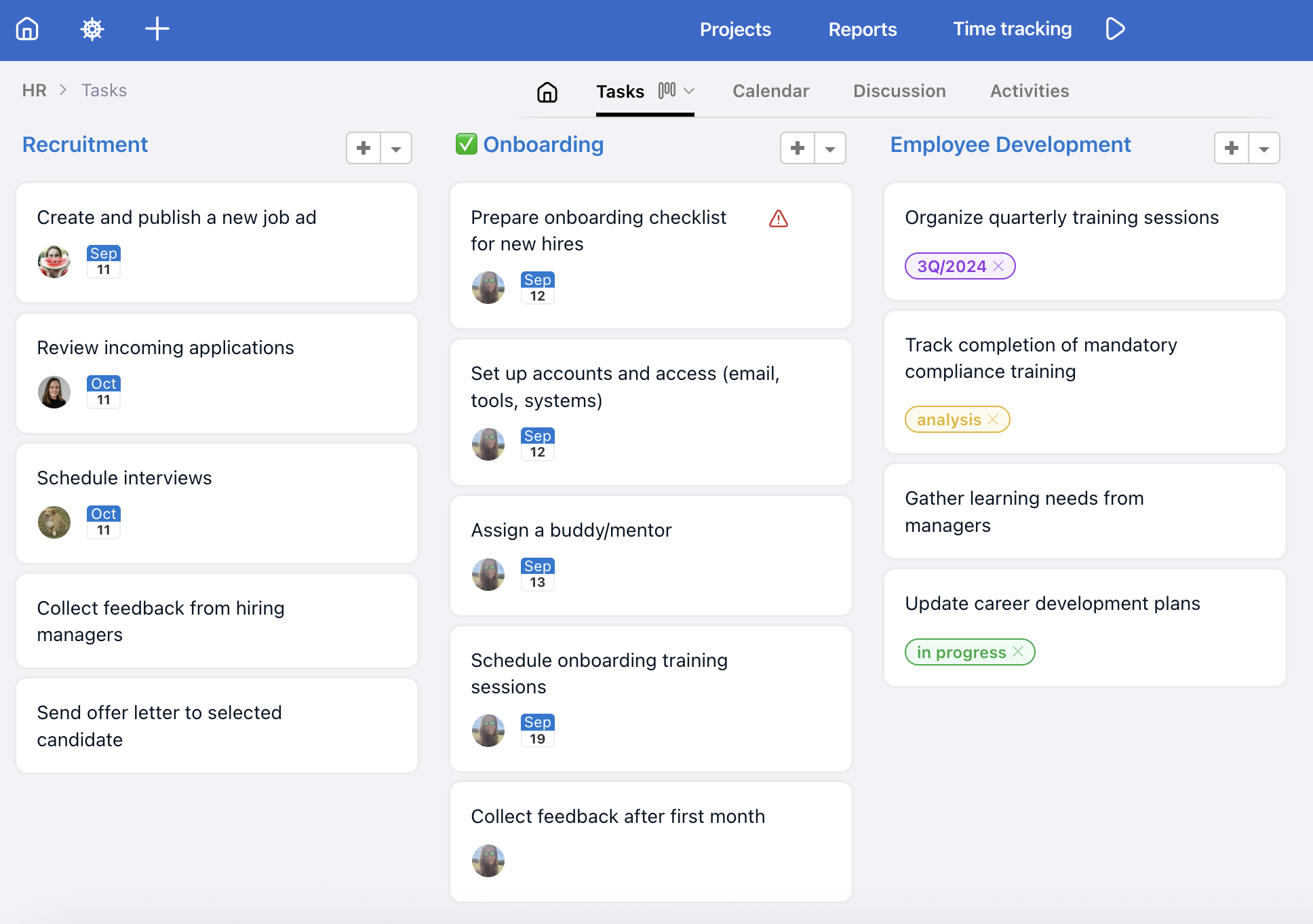 Example of the project view from Guest account.