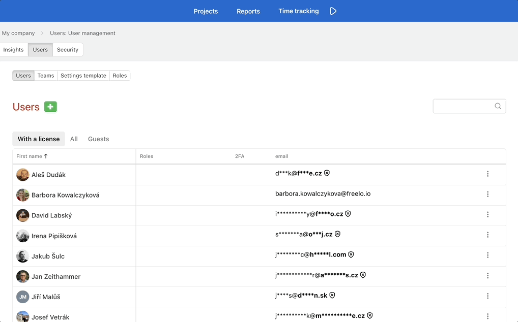 Setting the Guest role for a Standard user with a license.