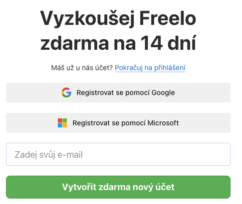 Registrace do Freela přes web.