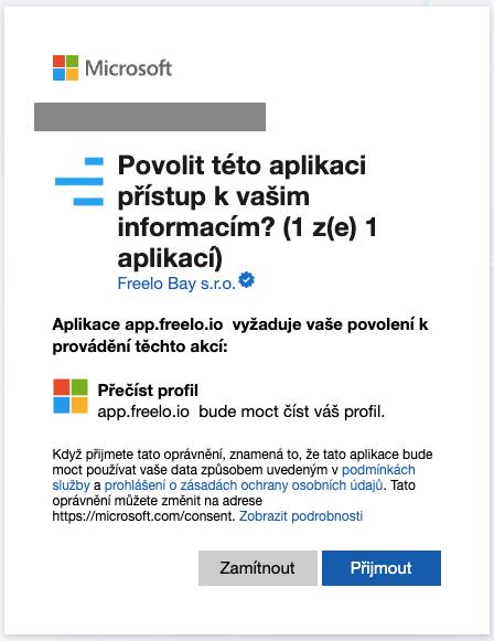 Zde vyberte účet, kterým se chcete do Freela zaregistrovat.