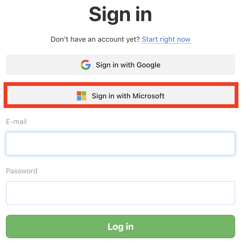 Link your Freelo account with Microsoft using the button.