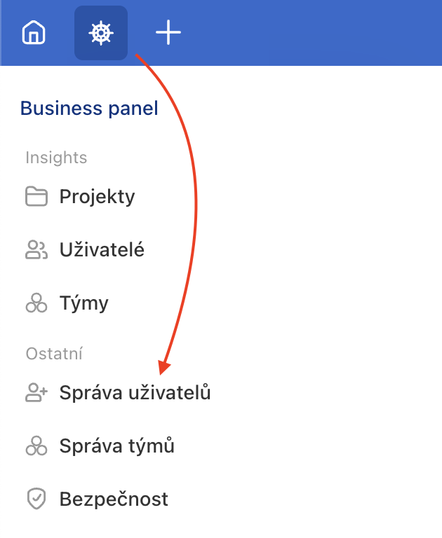 Přejděte do Správy uživatelů v Business panelu.